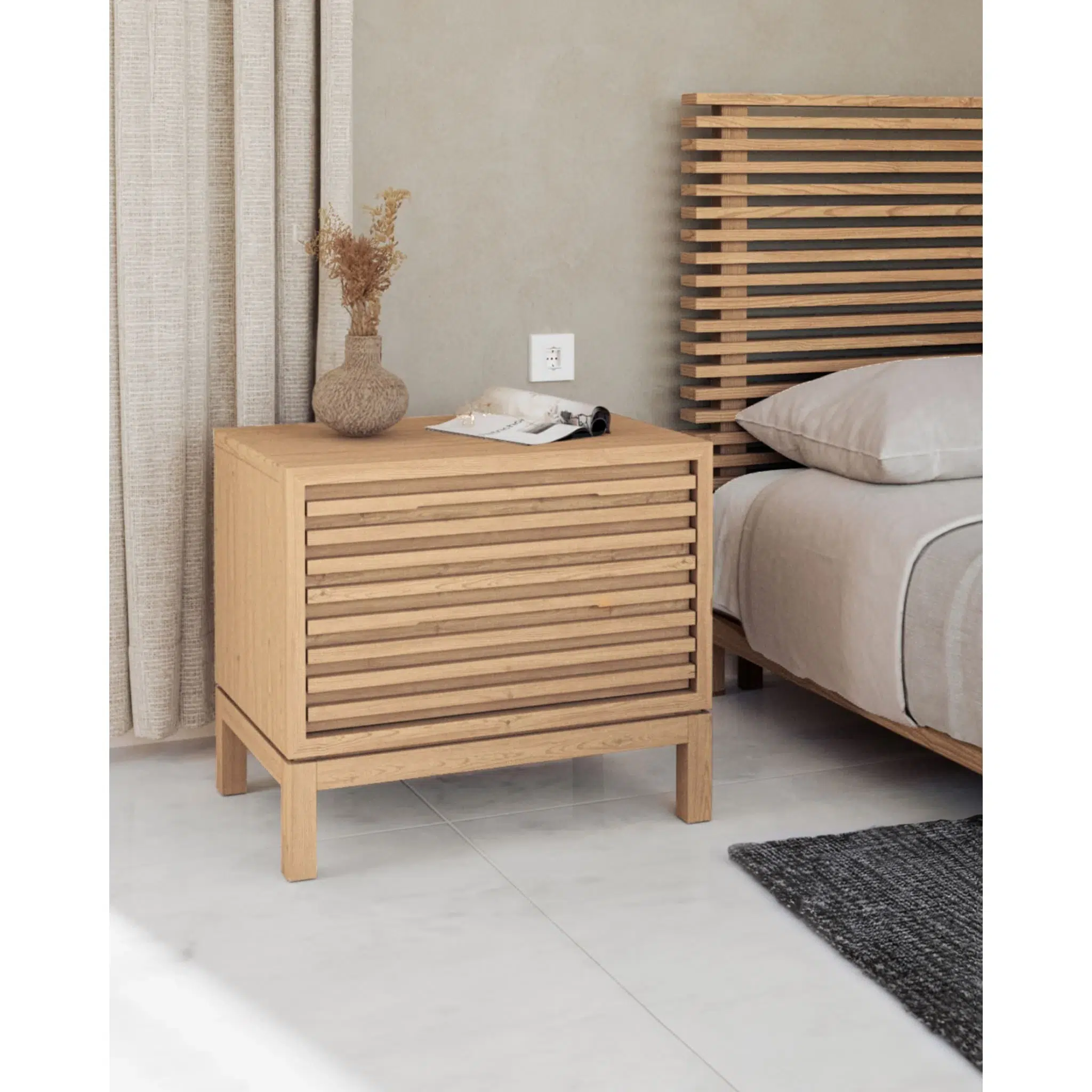 Tanner Two Drawer Scandinavian Light Wood Nightstand
