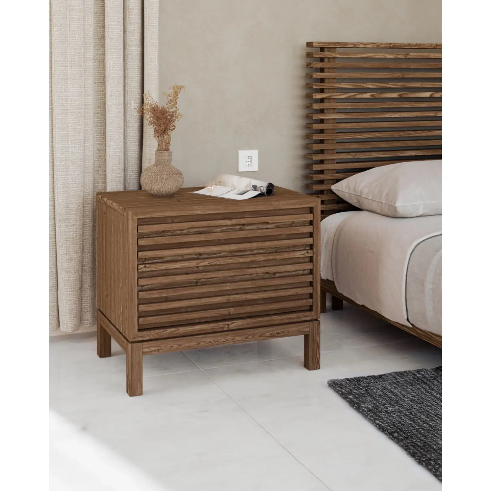 Tanner Two Drawer Scandinavian Wood Nightstand