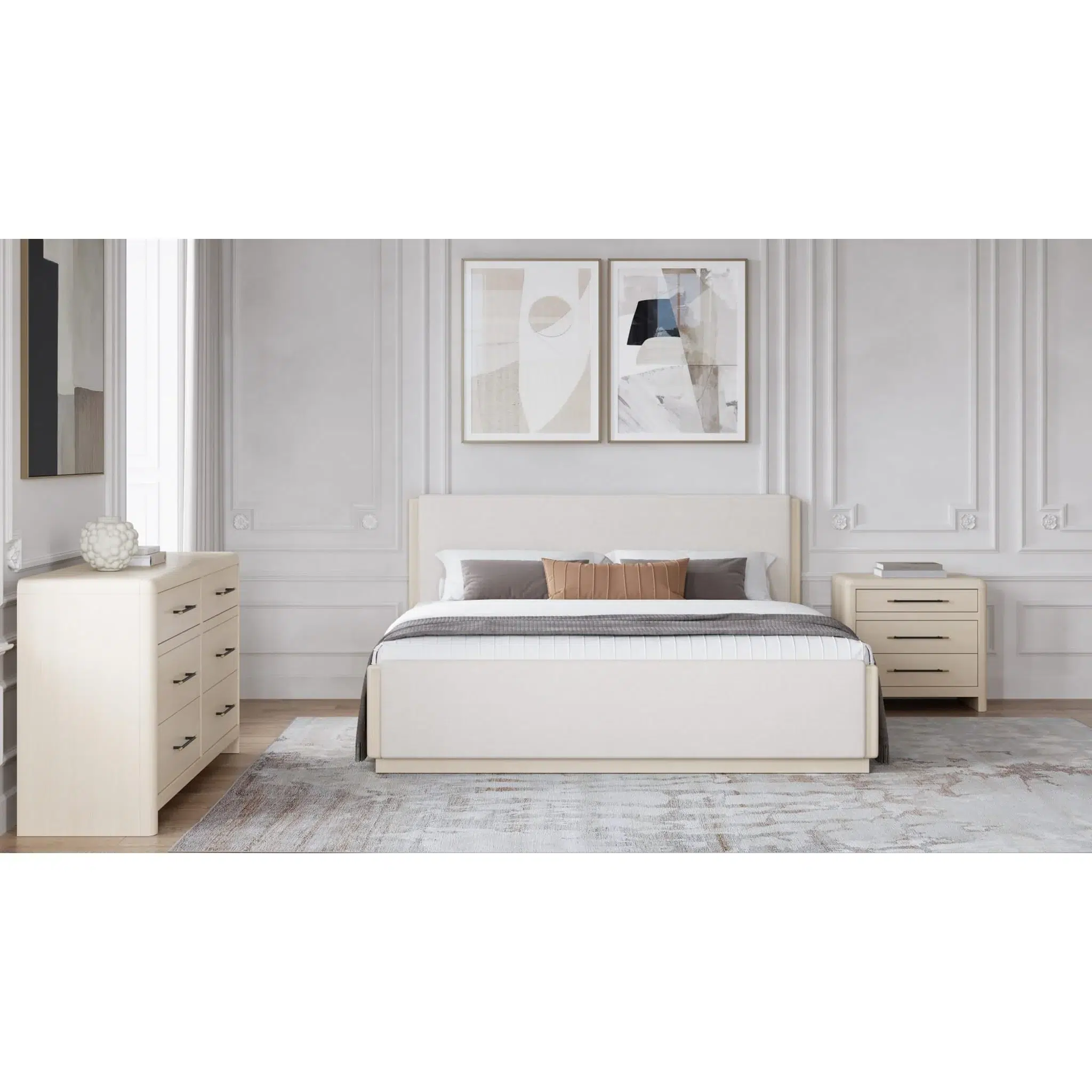Wallen sand white nightstand with gold tip handles - Image 6