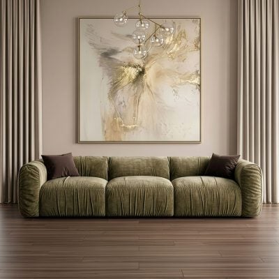 Siegal Olive Green Curved Sofa Set