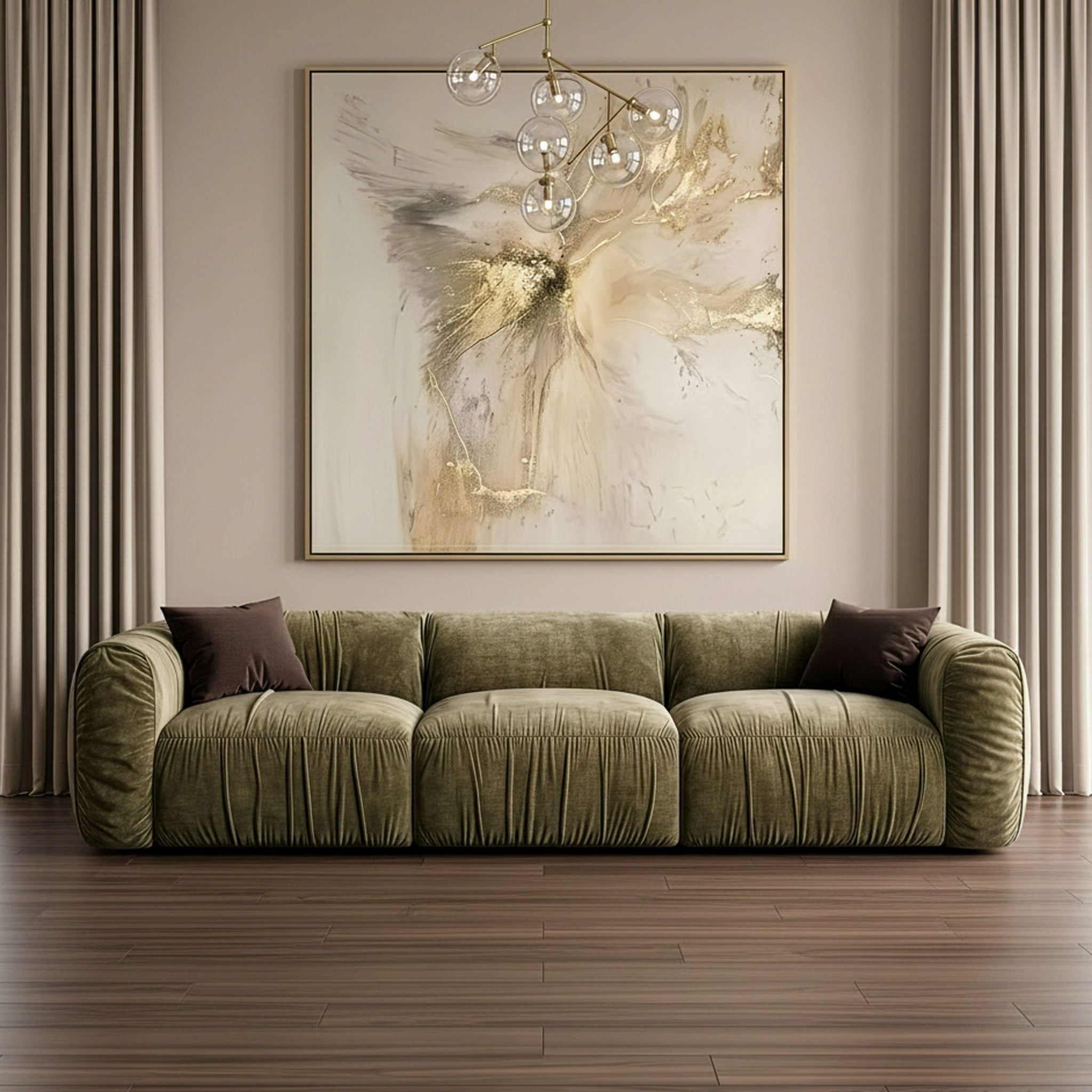 Siegal Olive Green Curved Sofa Set