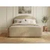 tan upholstered bed frame