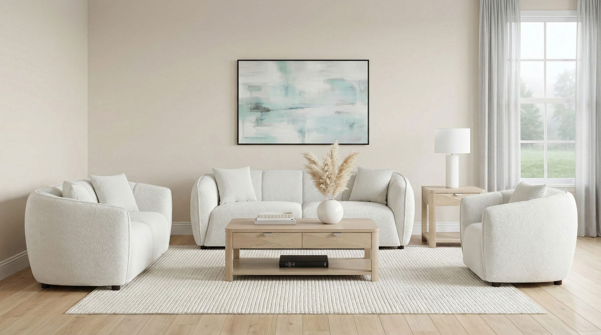 Aleisha Soft Fabric Round Sofa Set