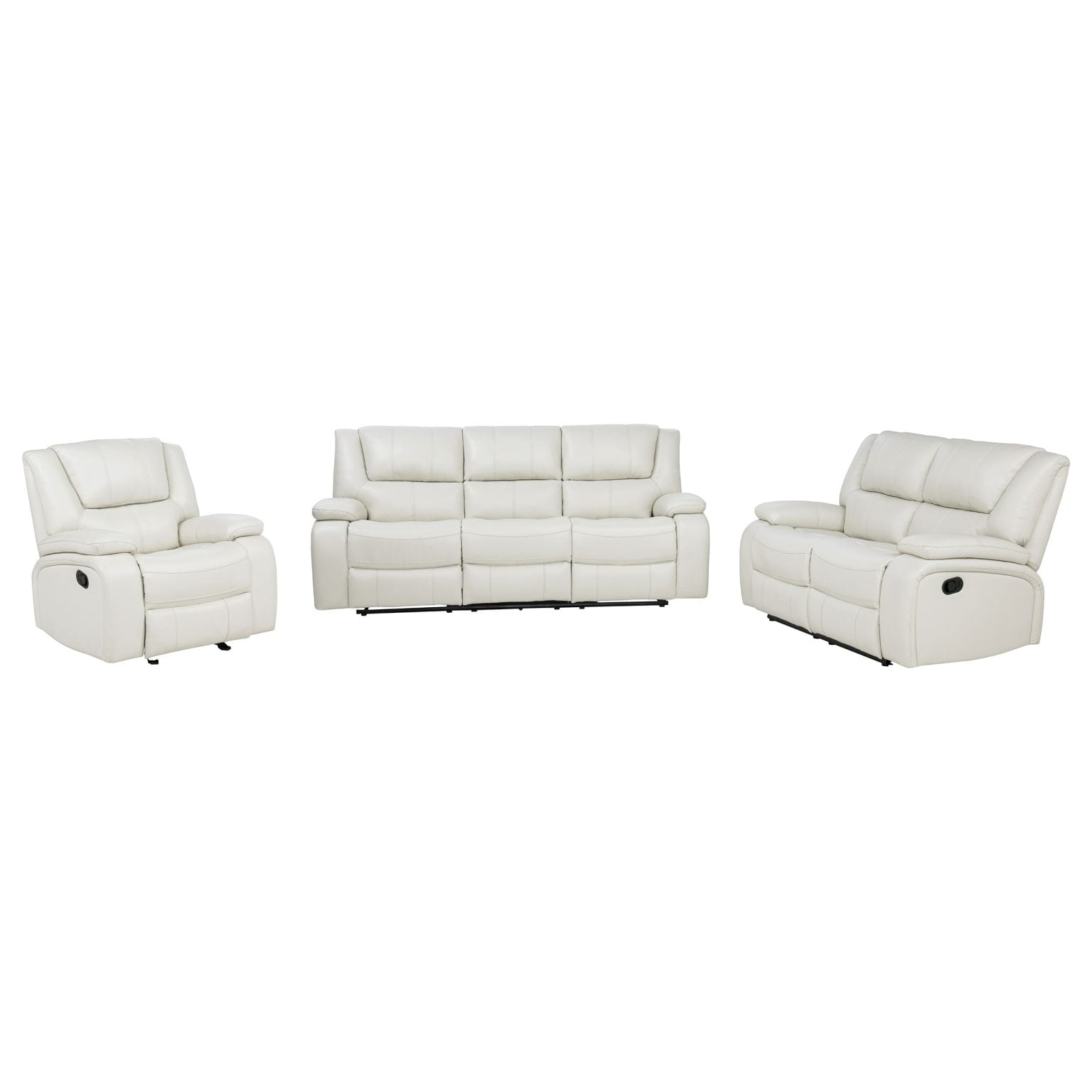 Camila White Motion Reclining Leather Sofa Set