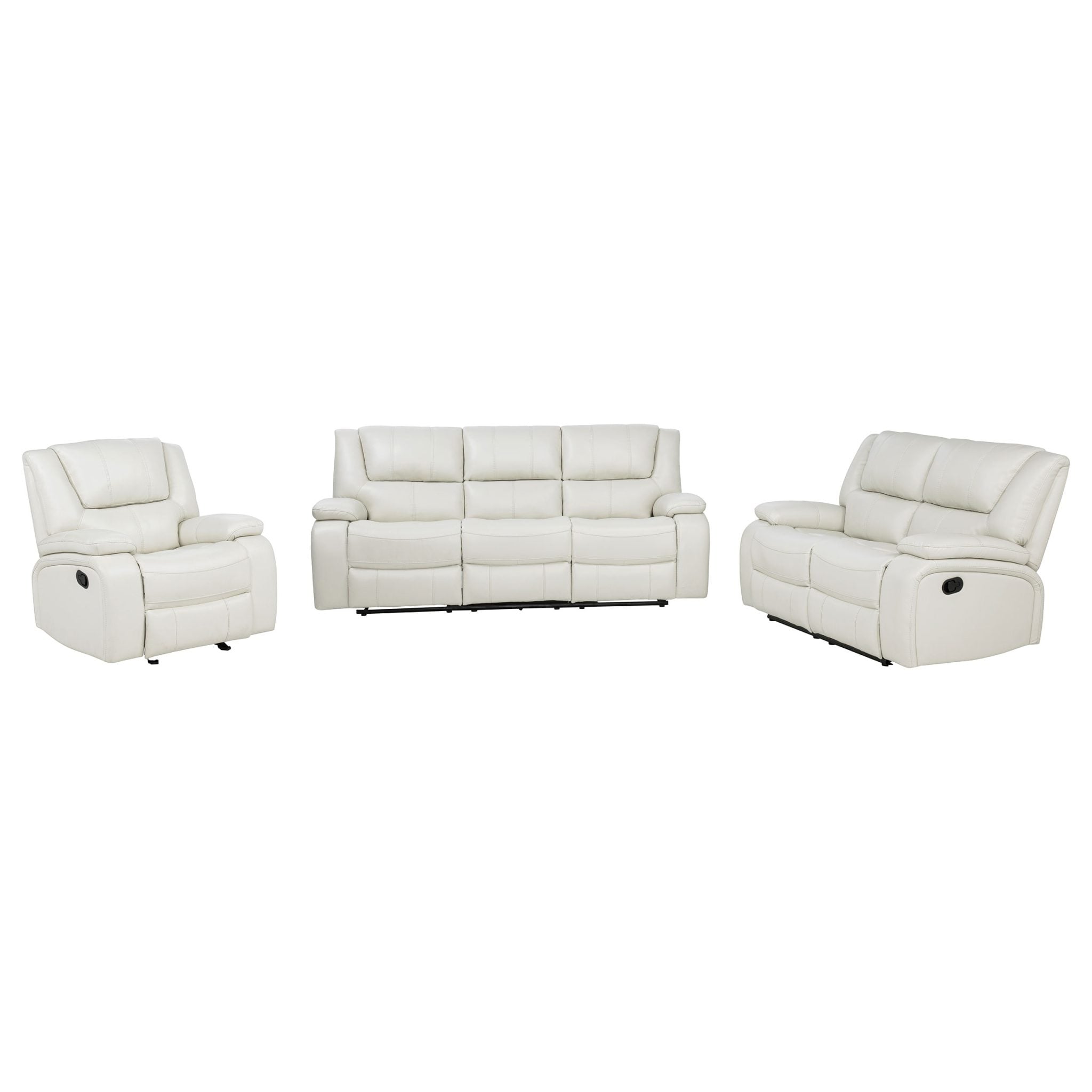 Camila White Motion Reclining Leather Sofa Set - Image 4
