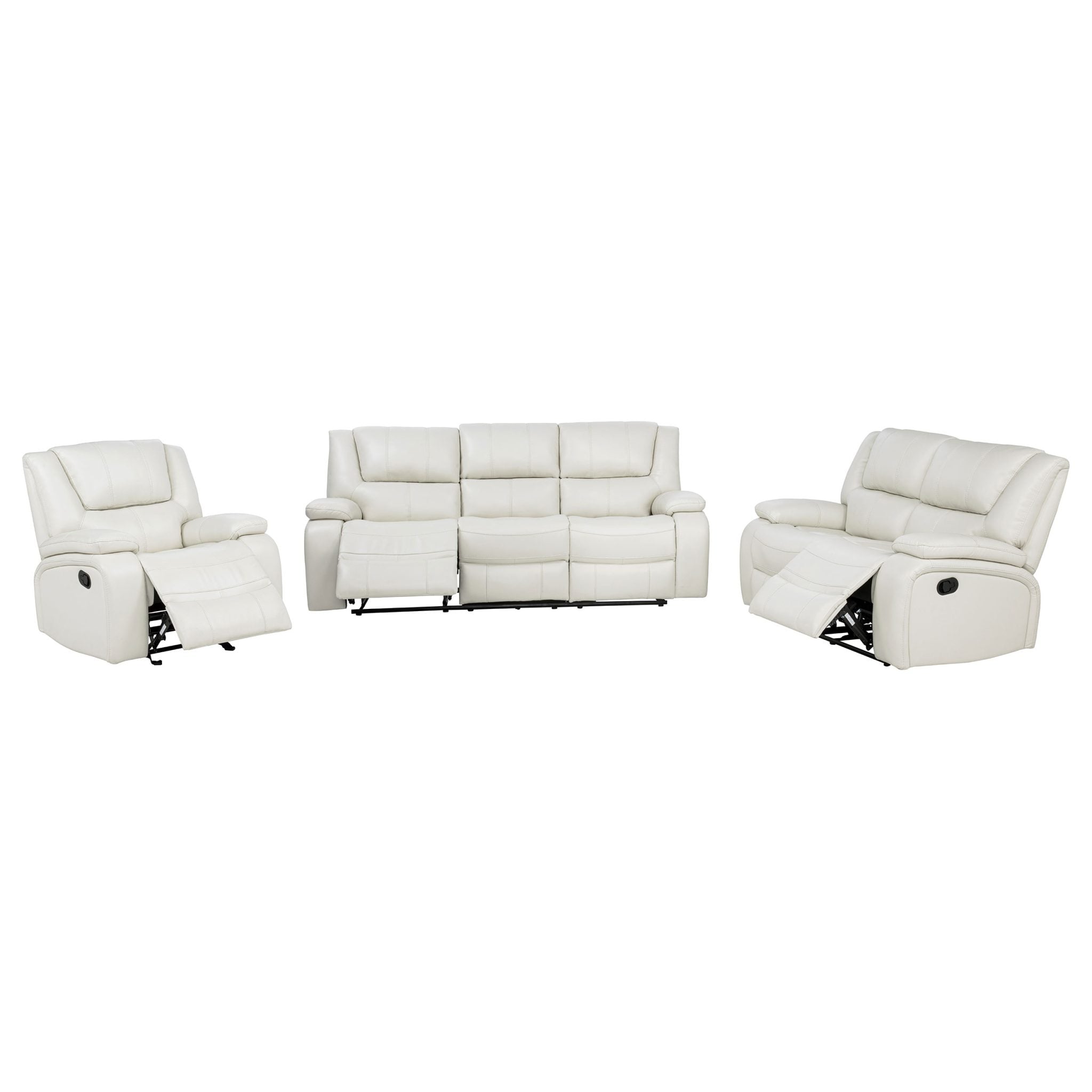 Camila White Motion Reclining Leather Sofa Set - Image 5