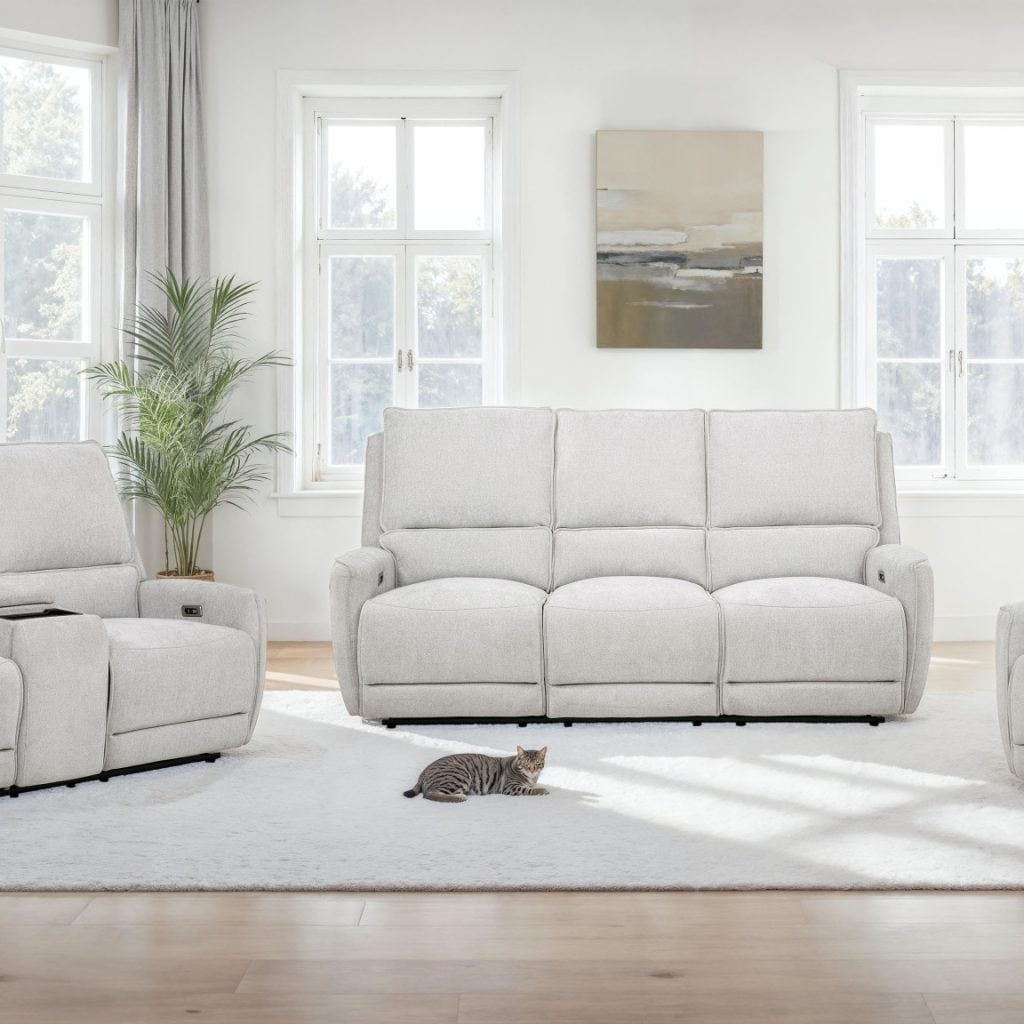 Sylmar Light Gray Chenille Power Reclining Sofa