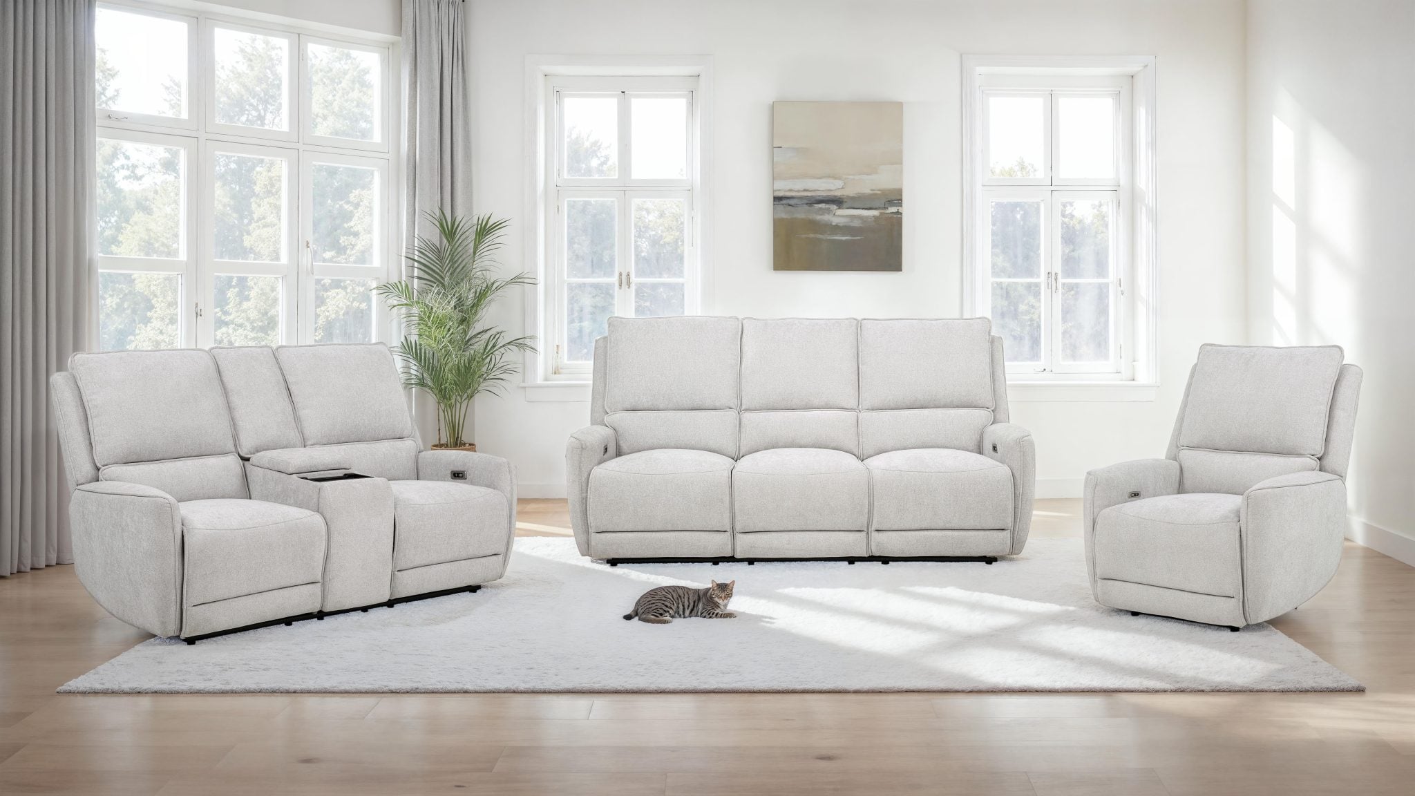 Sylmar Light Gray Chenille Power Reclining Sofa