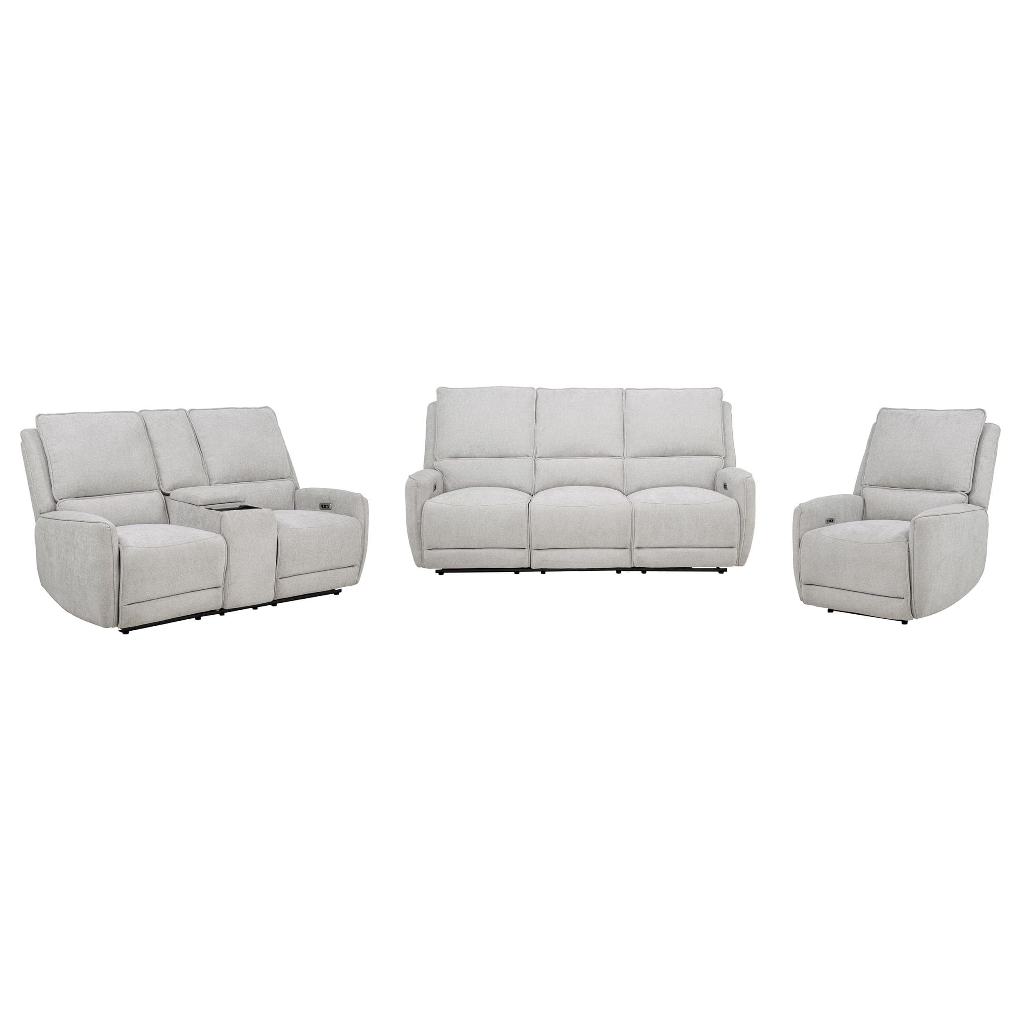 Sylmar Light Gray Chenille Power Reclining Sofa - Image 2