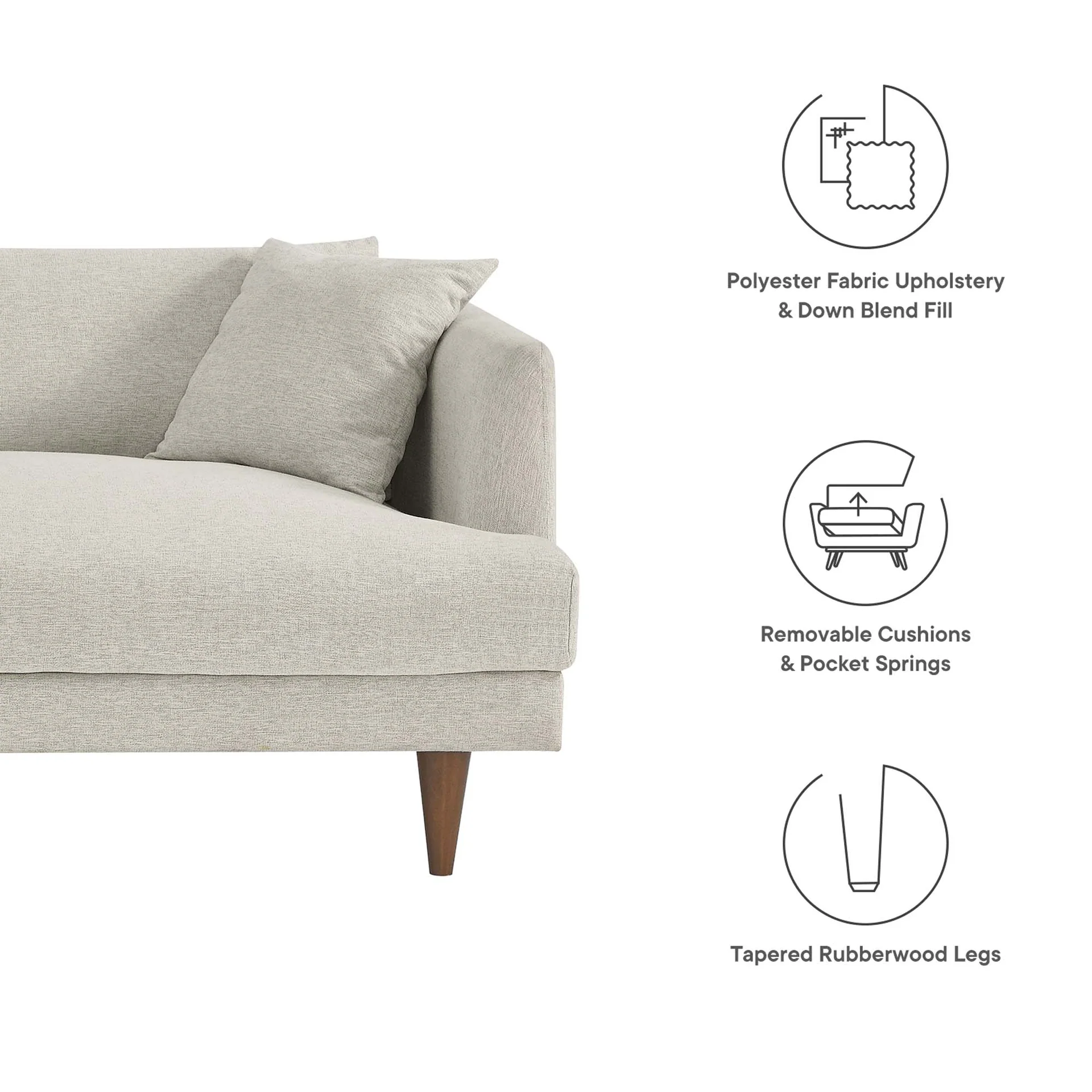 Zoya Ivory Off White Deep Seating Sofa & Ottoman - Image 10