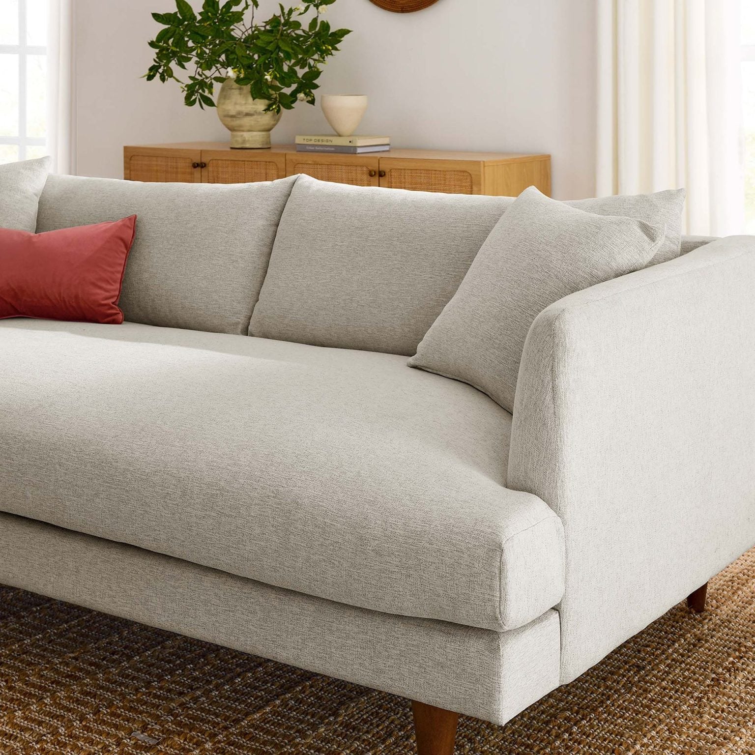 Zoya Ivory Off White Deep Seating Sofa