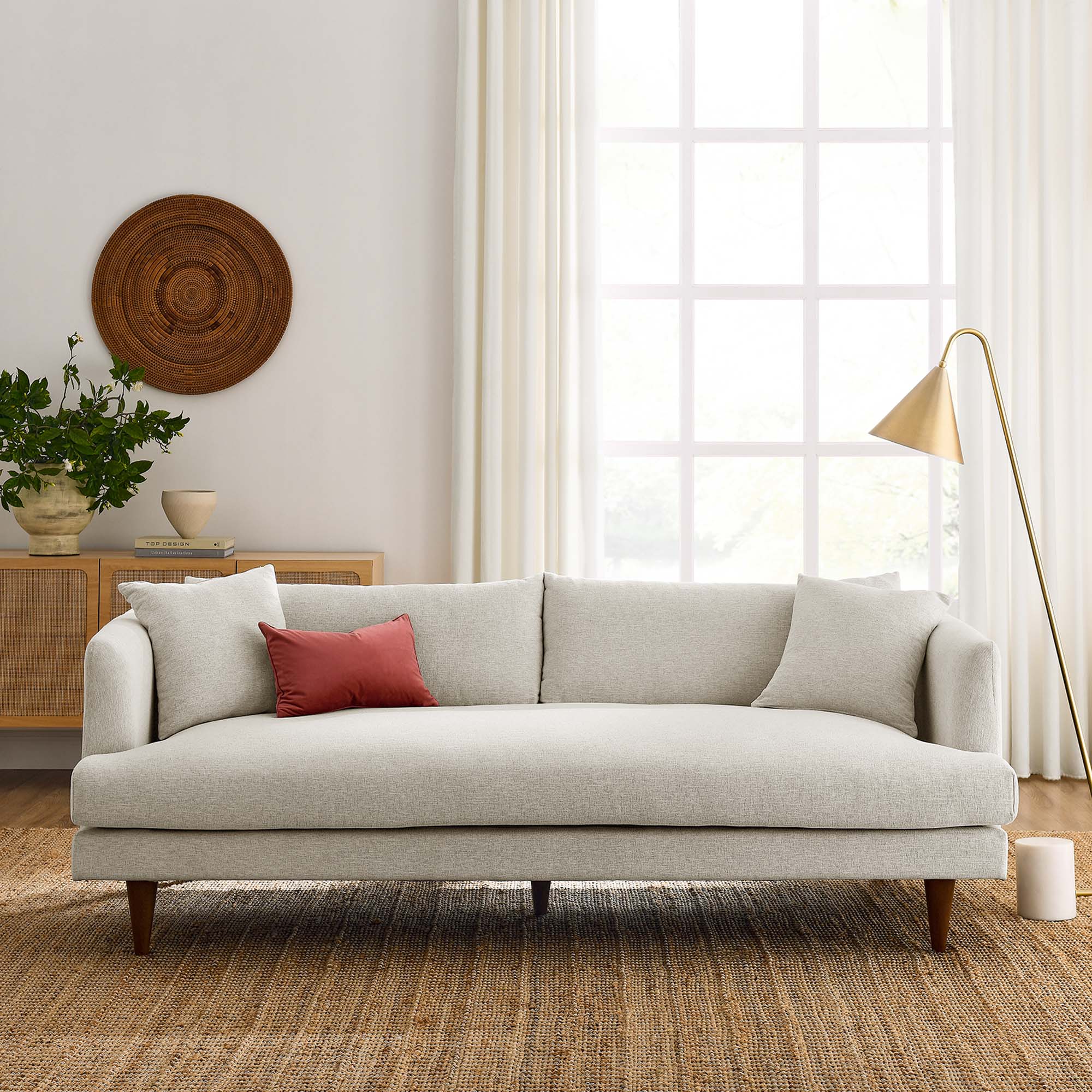 Zoya Ivory Off White Deep Seating Sofa & Ottoman