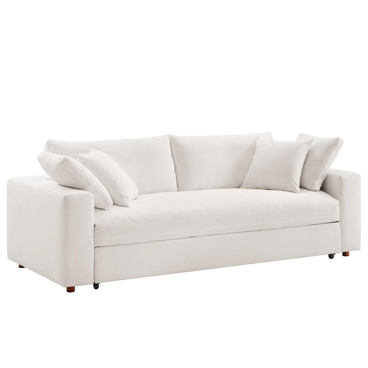 Commix Cloud Pure White Soft Fabric Sleeper Sofa