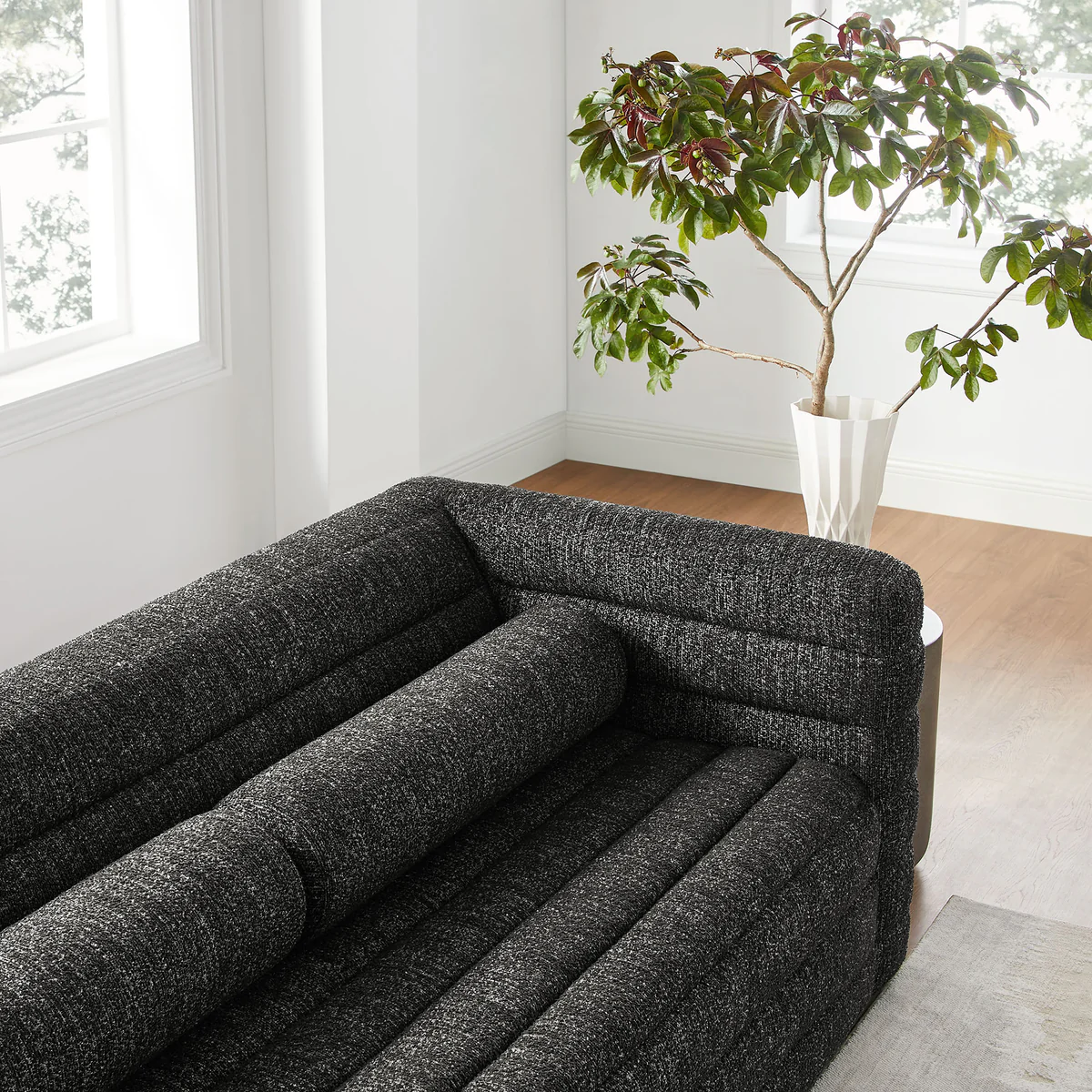 Relle Dark Gray Channel tufted boucle sofa set - Image 2