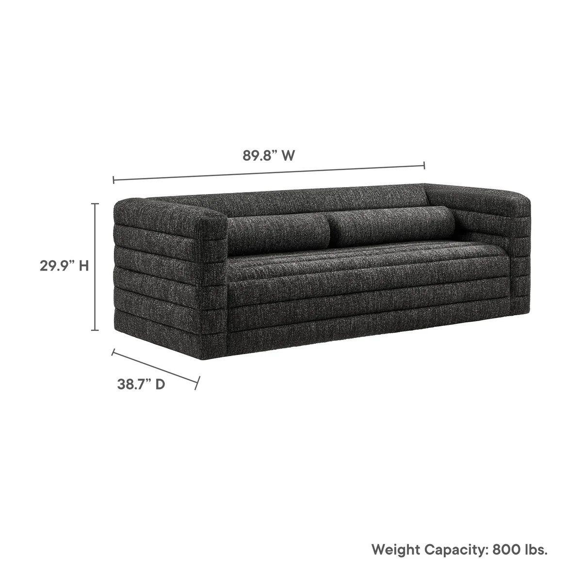 Relle Dark Gray Channel tufted boucle sofa set - Image 5