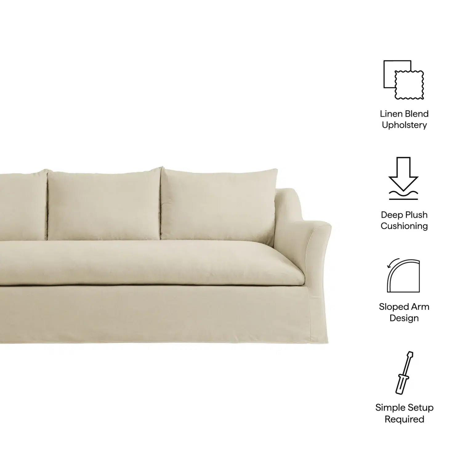 Somerset Deep Seating Beige Soft Linen Sofa