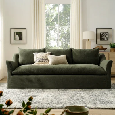 Somerset Deep Seating Sage Green Soft Linen Sofa