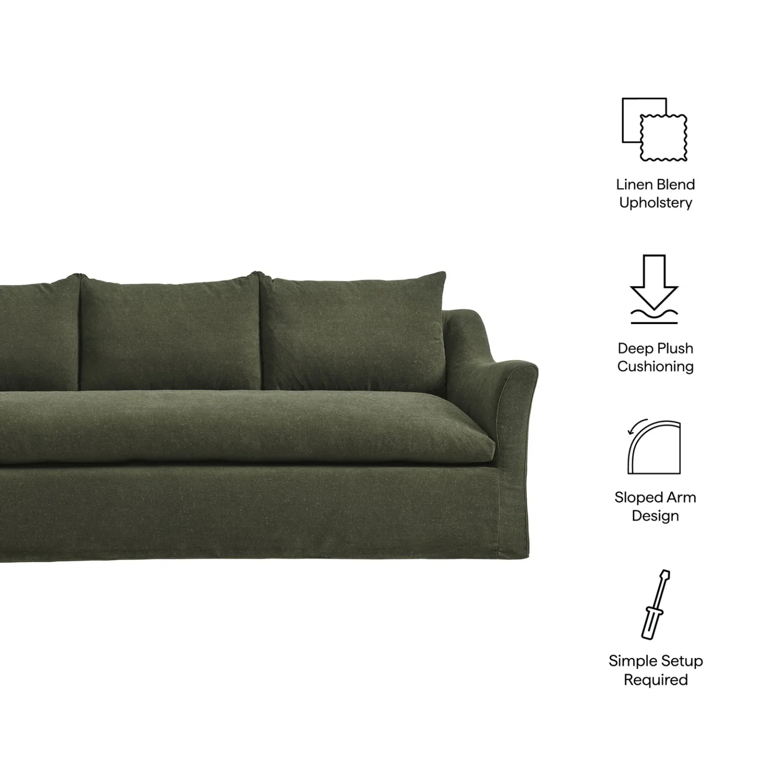 Somerset Deep Seating Sage Green Soft Linen Sofa