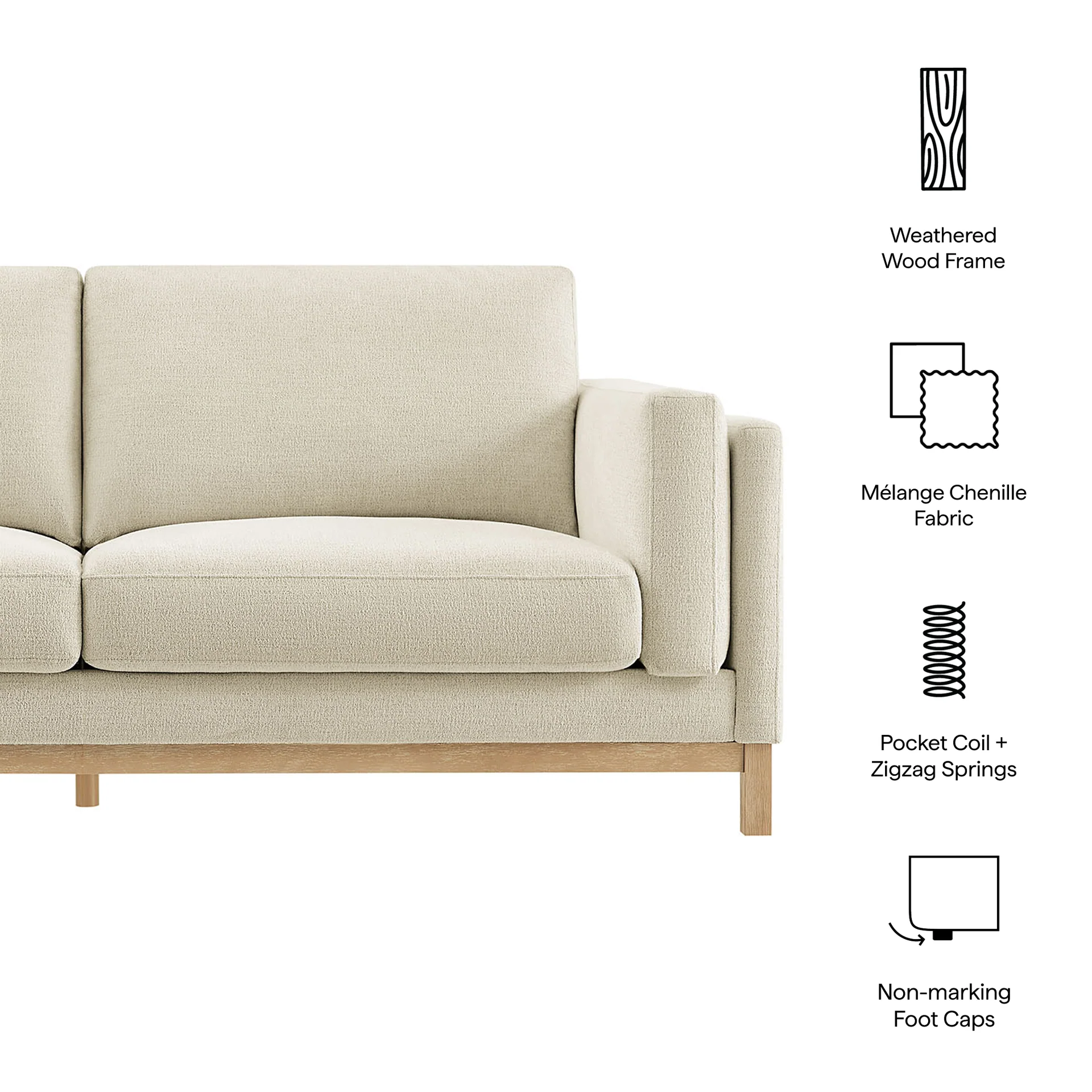 Roscoe Modern Beige Ivory fabric Sofa Set - Image 6