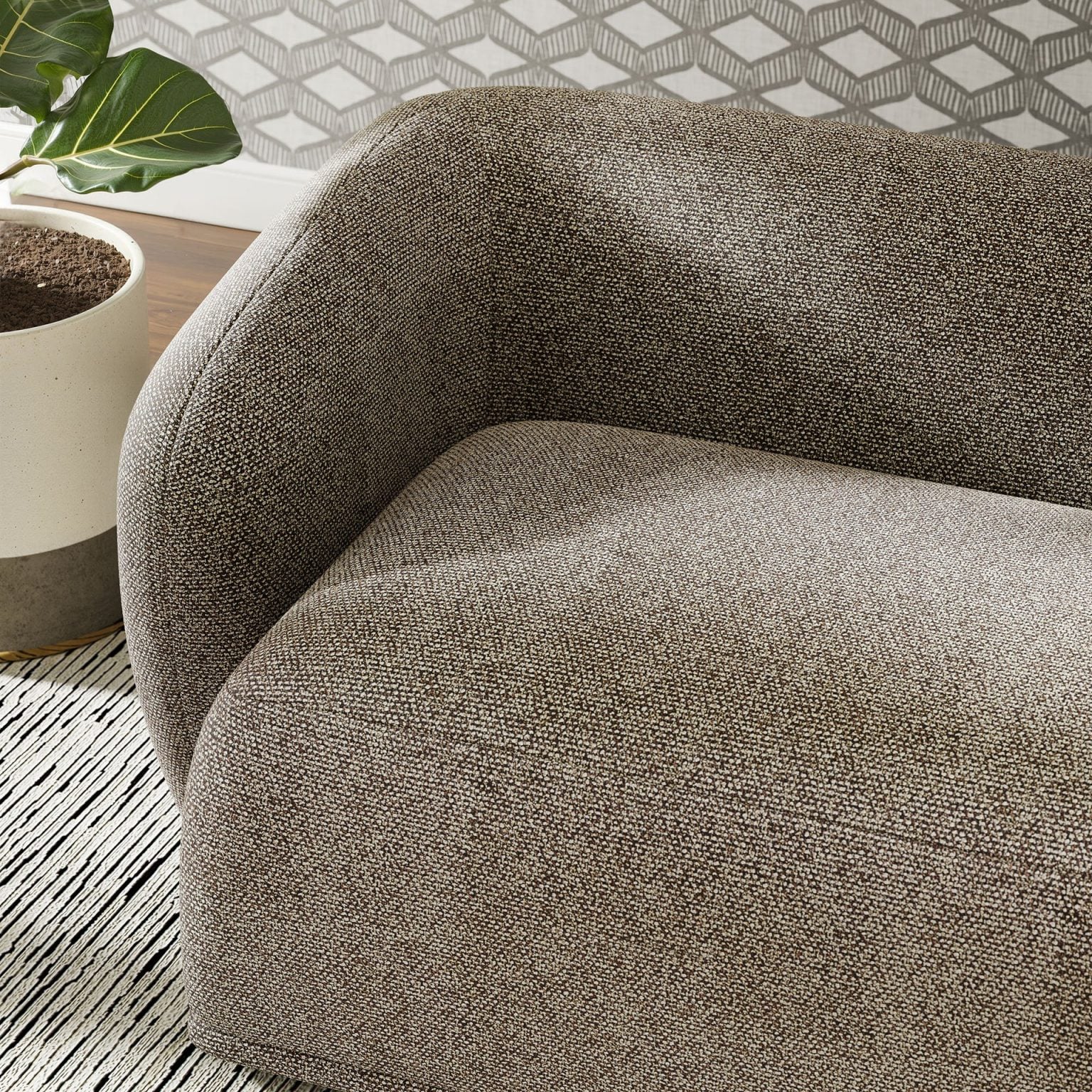 Alternative view of Monica Modern Curved Earth Tone Boucle sofa