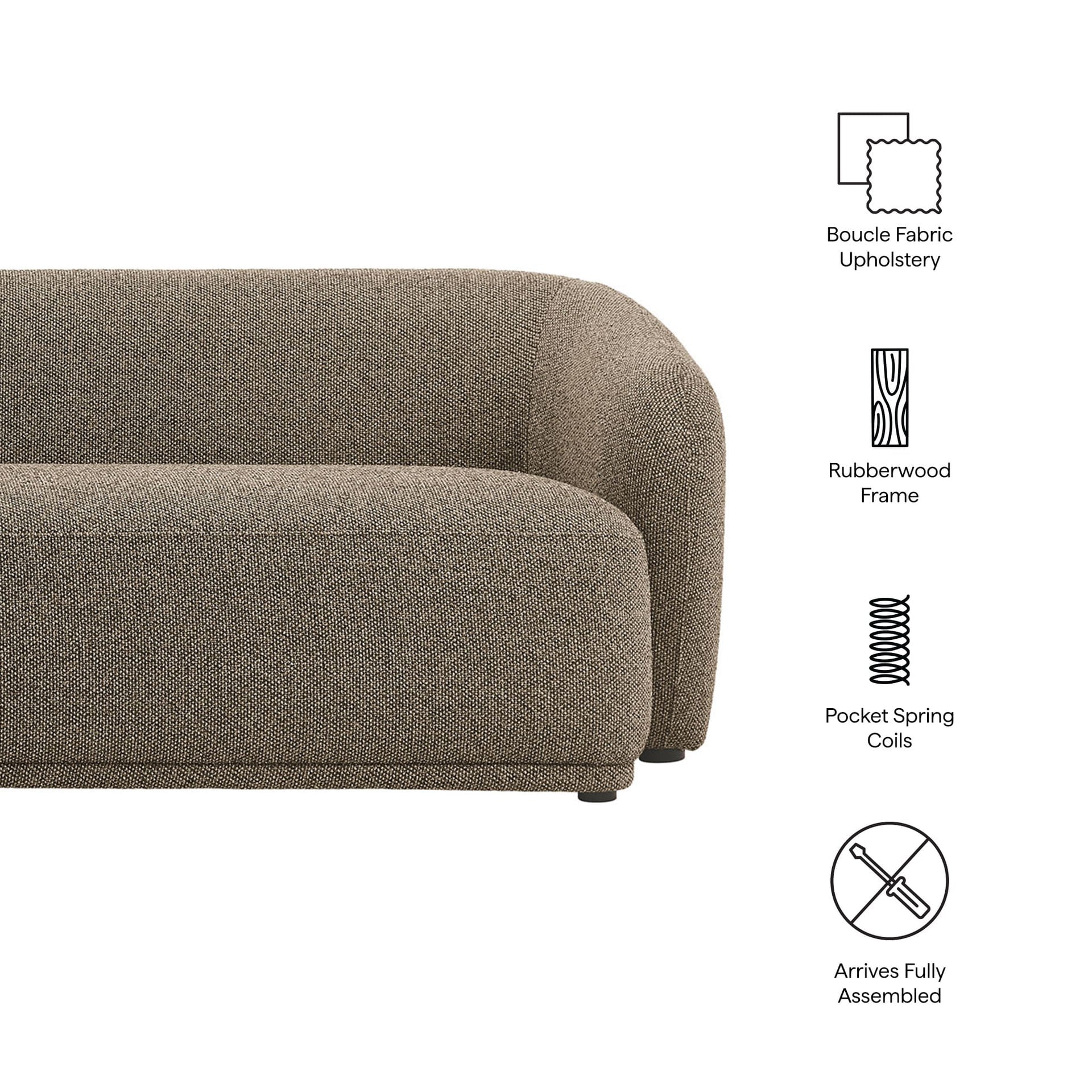 Monica Modern Curved Earth Tone Boucle sofa - Image 9