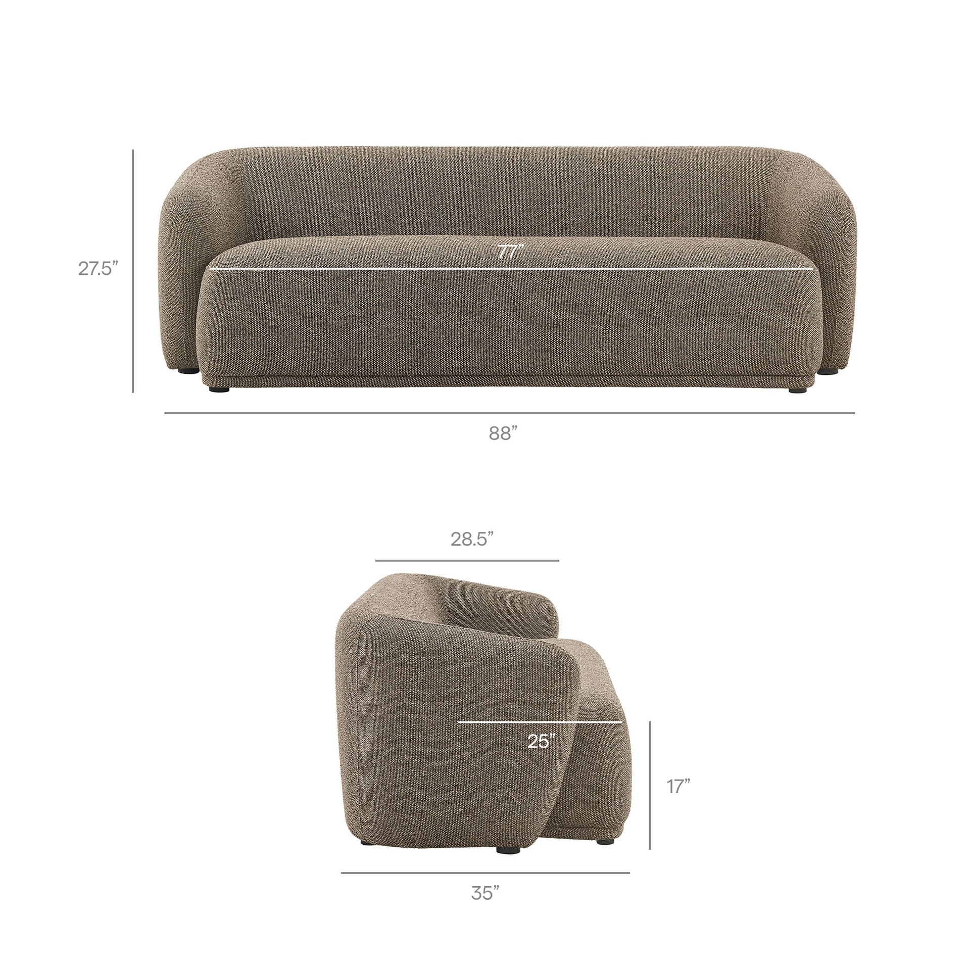 Monica Modern Curved Earth Tone Boucle sofa - Image 8