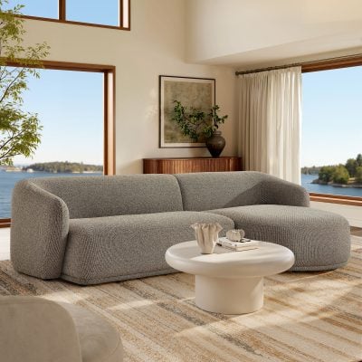 Monica Modern Curved Boucle Sofa With Chaise