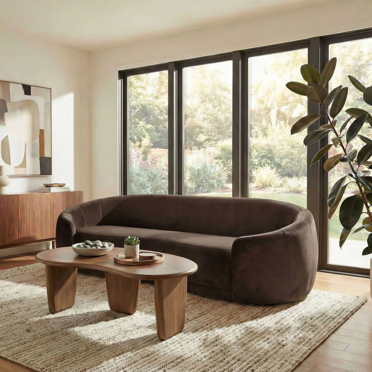 Contese Curved Performance Velvet Sofa