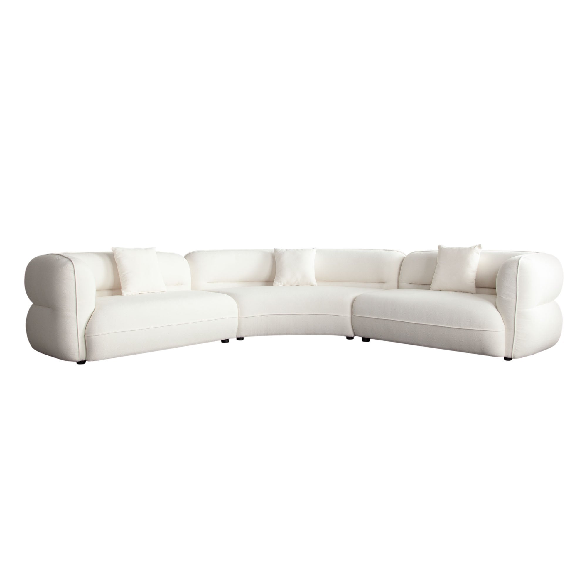 Micah Ivory White Fabric Modern Curved Sofa - Image 3