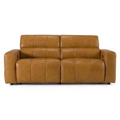 Chevak Light Brown Leather Reclining Sofa