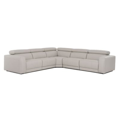 Dalton Light Grey Italian Leather Power Recliner Sectional
