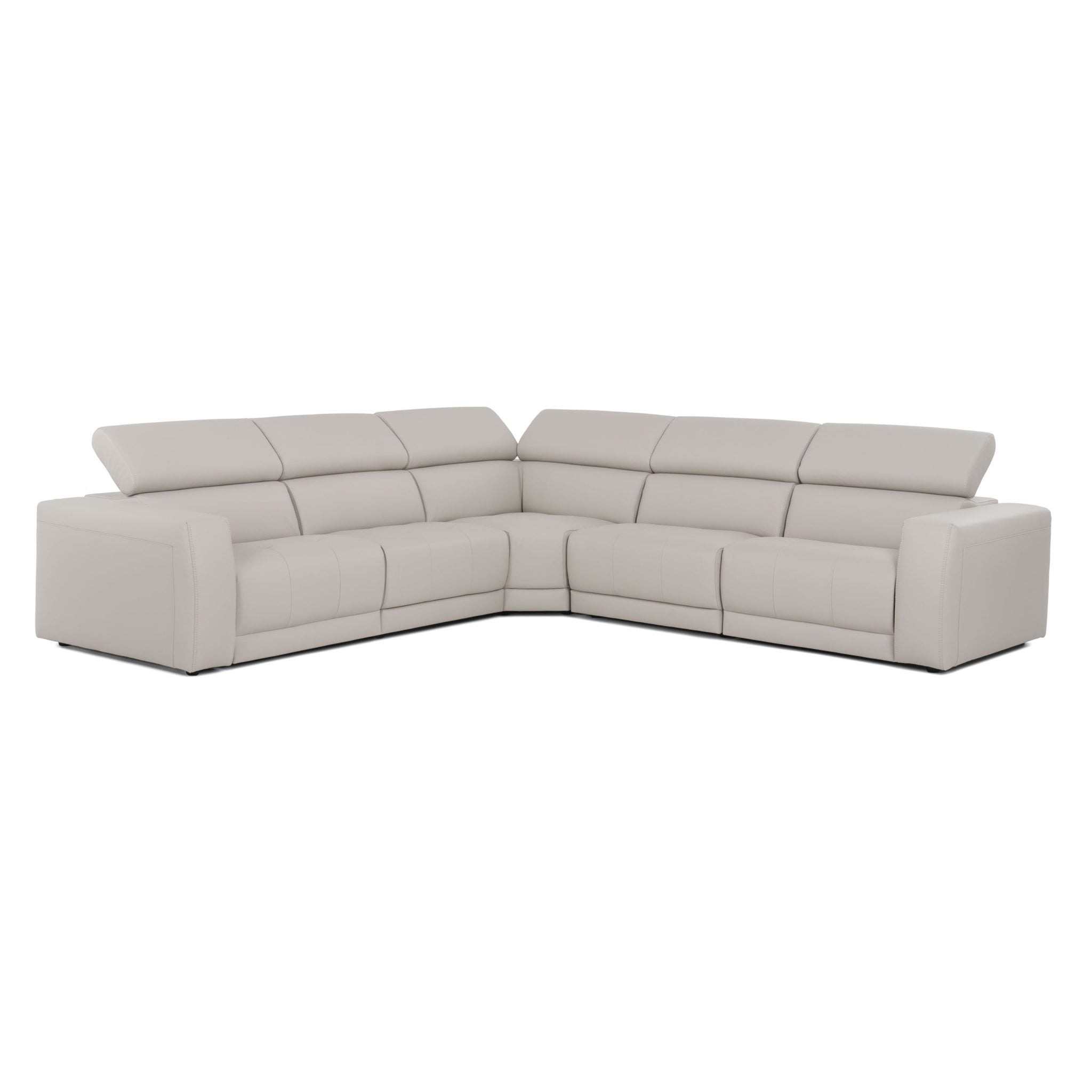 Dalton Light Grey Italian Leather Power Recliner Sectional - Image 4