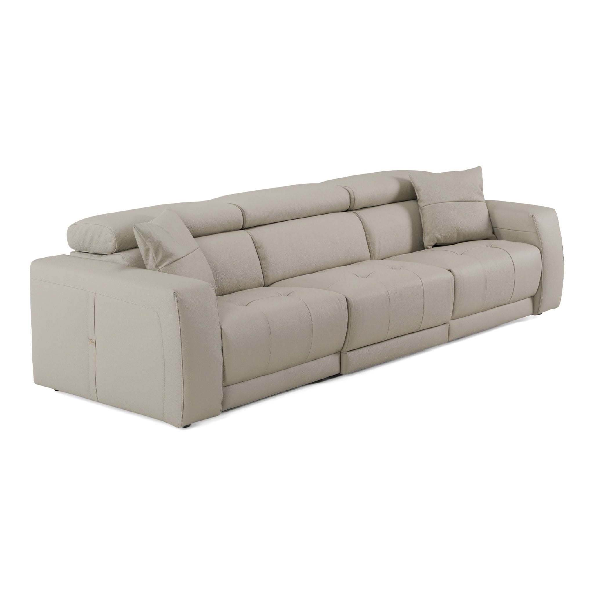Dalton Light Grey Italian Leather Power Recliner Sofa Set - Image 2