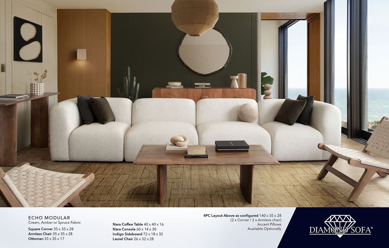 Echo Modern Cream Fabric Modular Sofa - Image 3