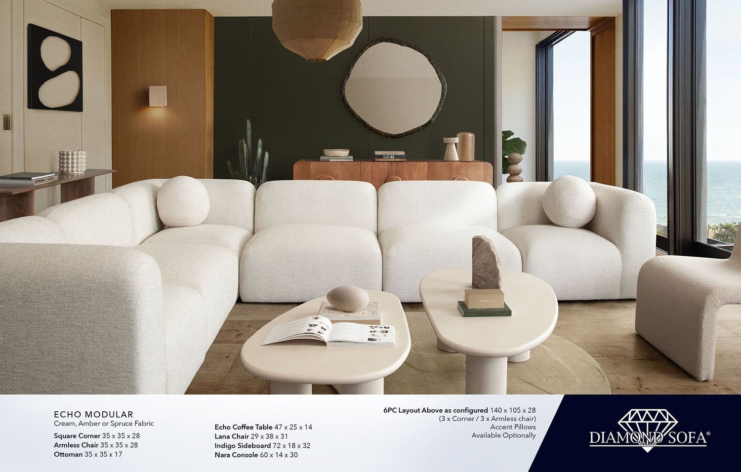 Echo Modern Cream Fabric Modular Sofa - Image 5