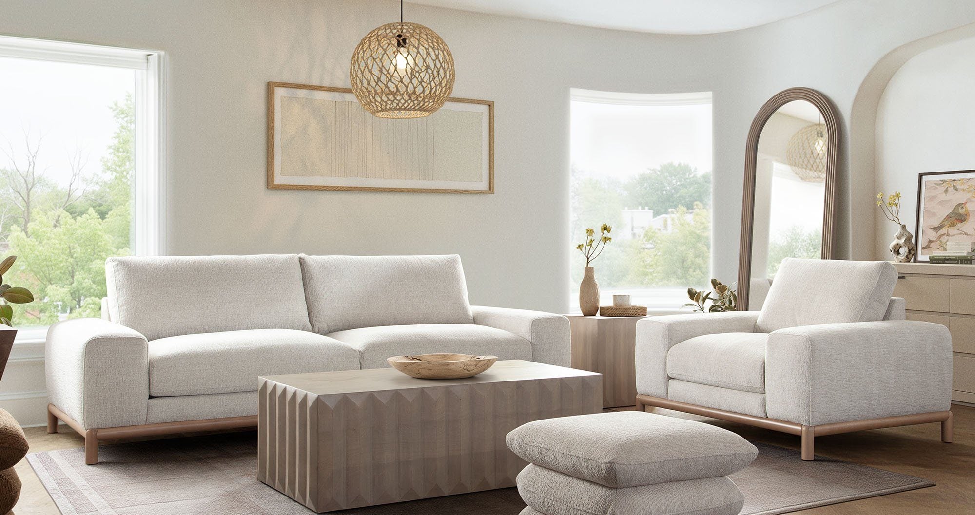 Fallon Barley Soft Padded Solid Wood Base Sofa