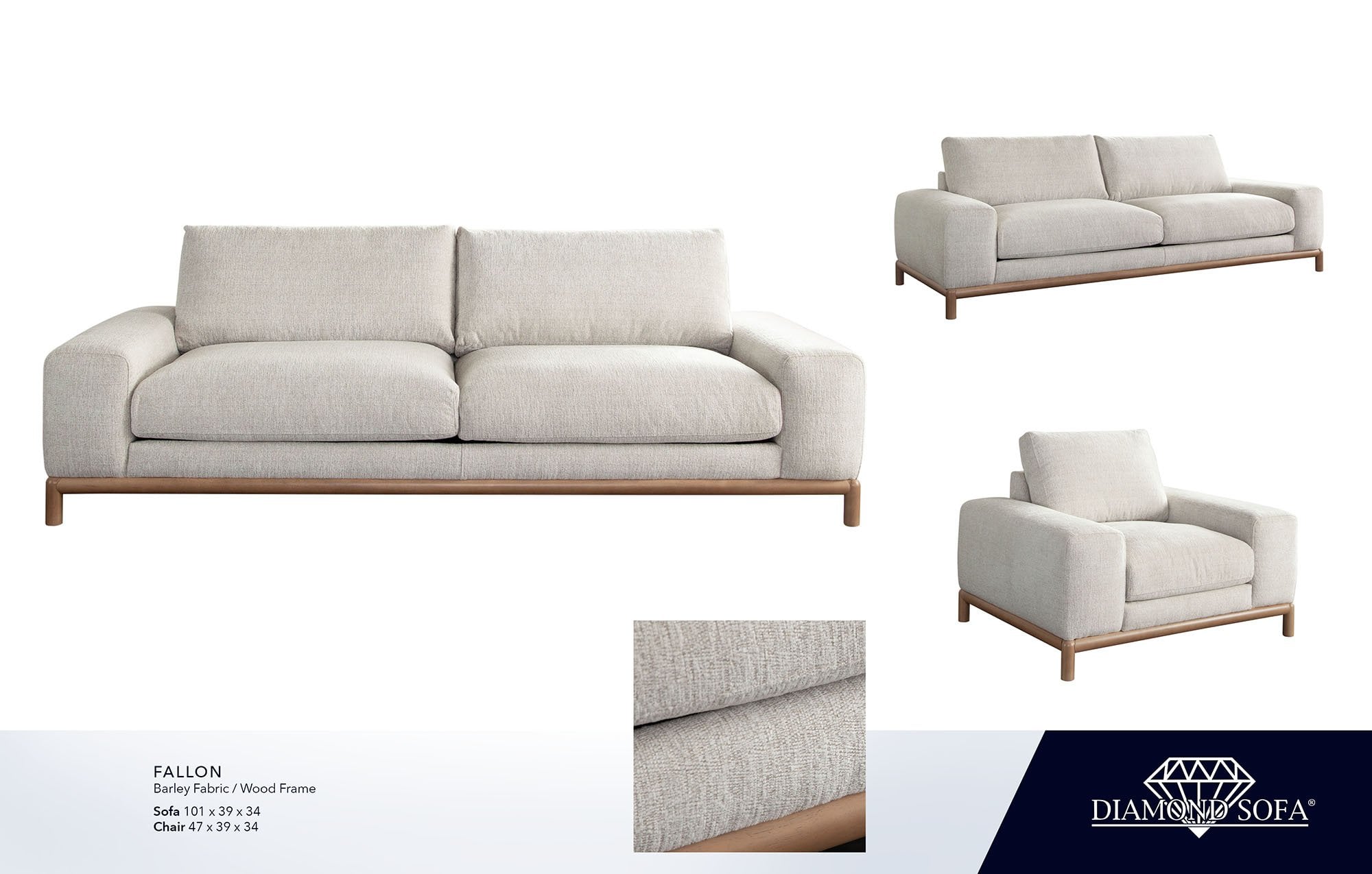 Fallon Barley Soft Padded Solid Wood Base Sofa - Image 5