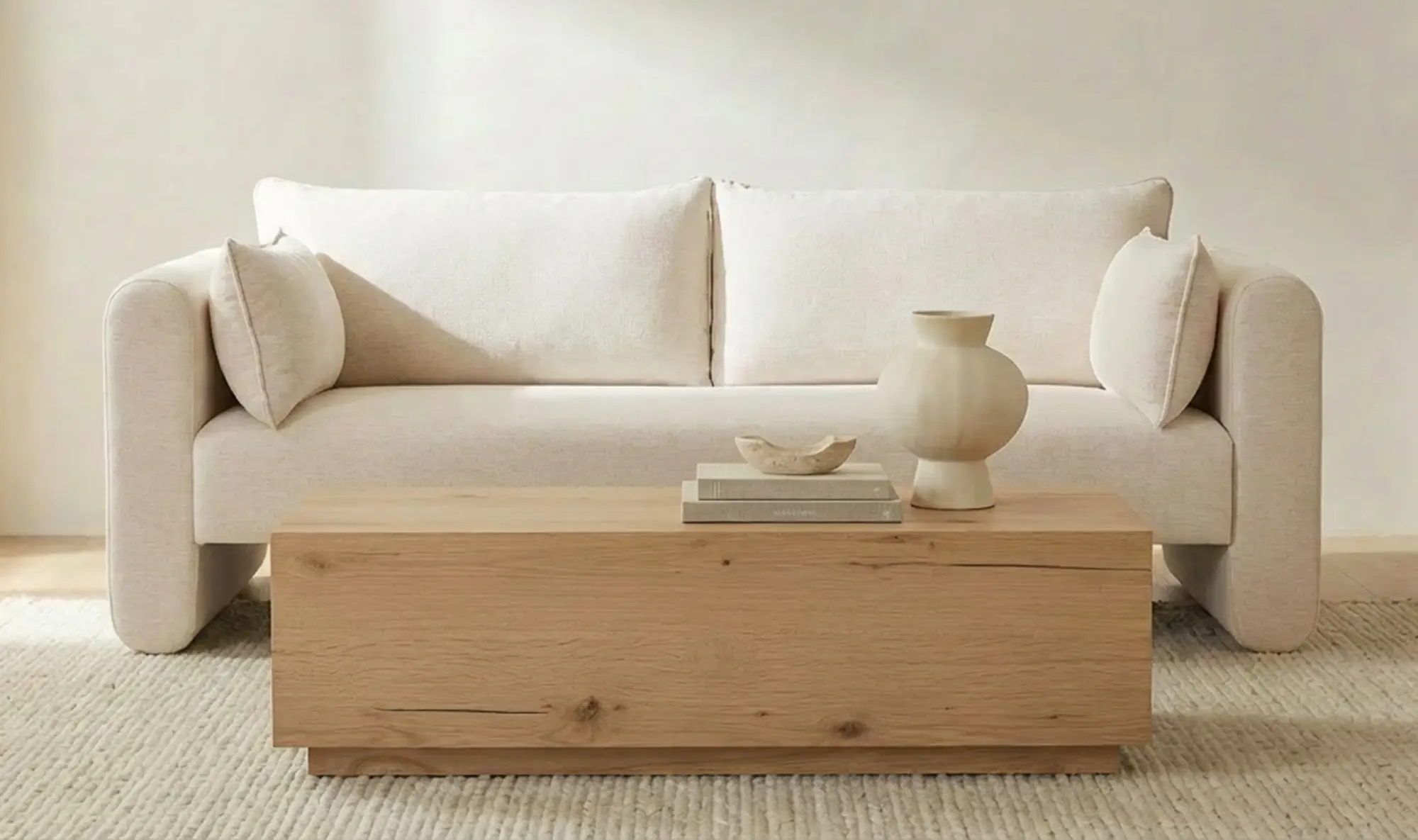 Moore Modern White Curved Sofa