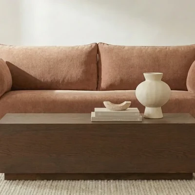 Moore Modern Pink Curved Sofa