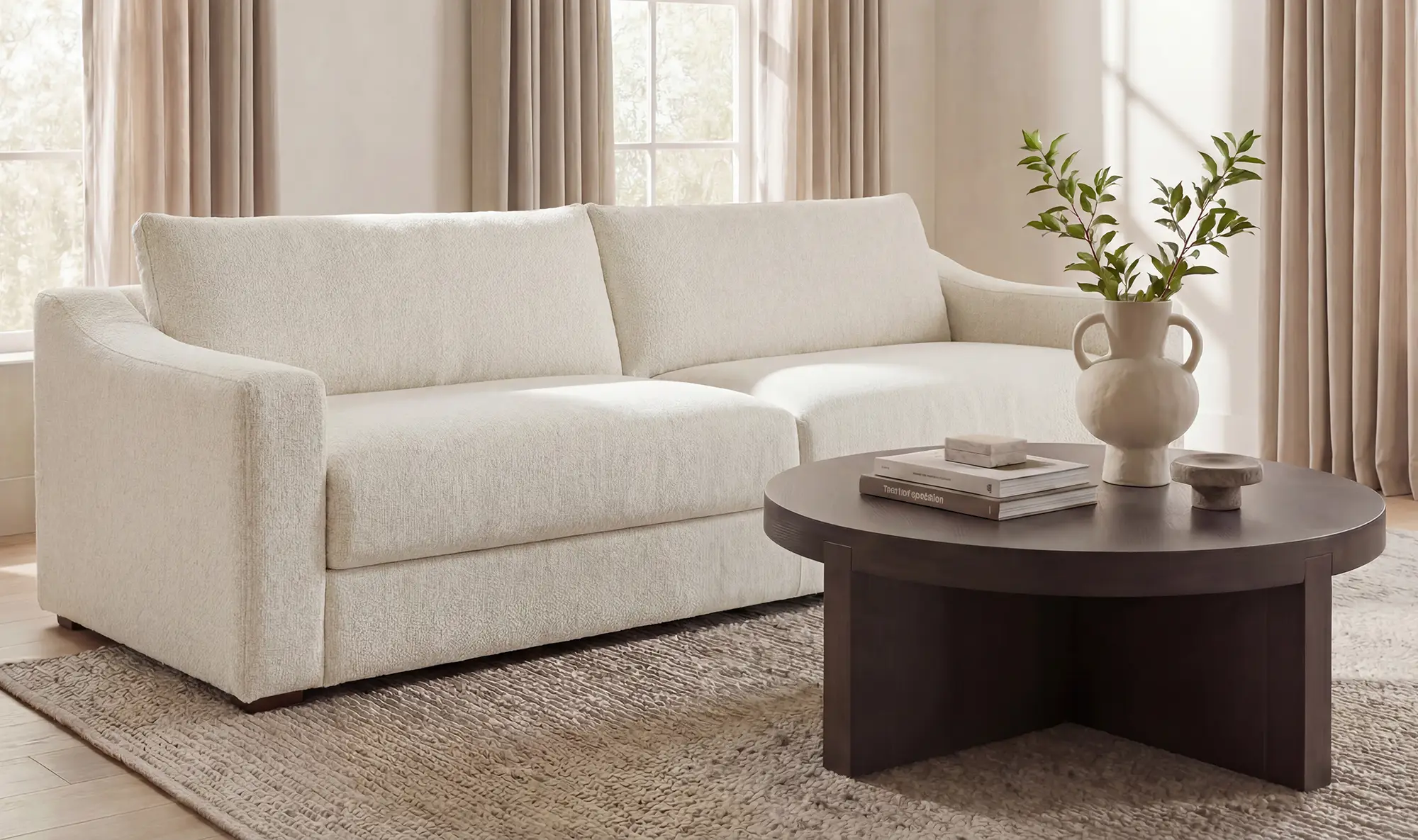 Farrow Oat White Fabric Sofa