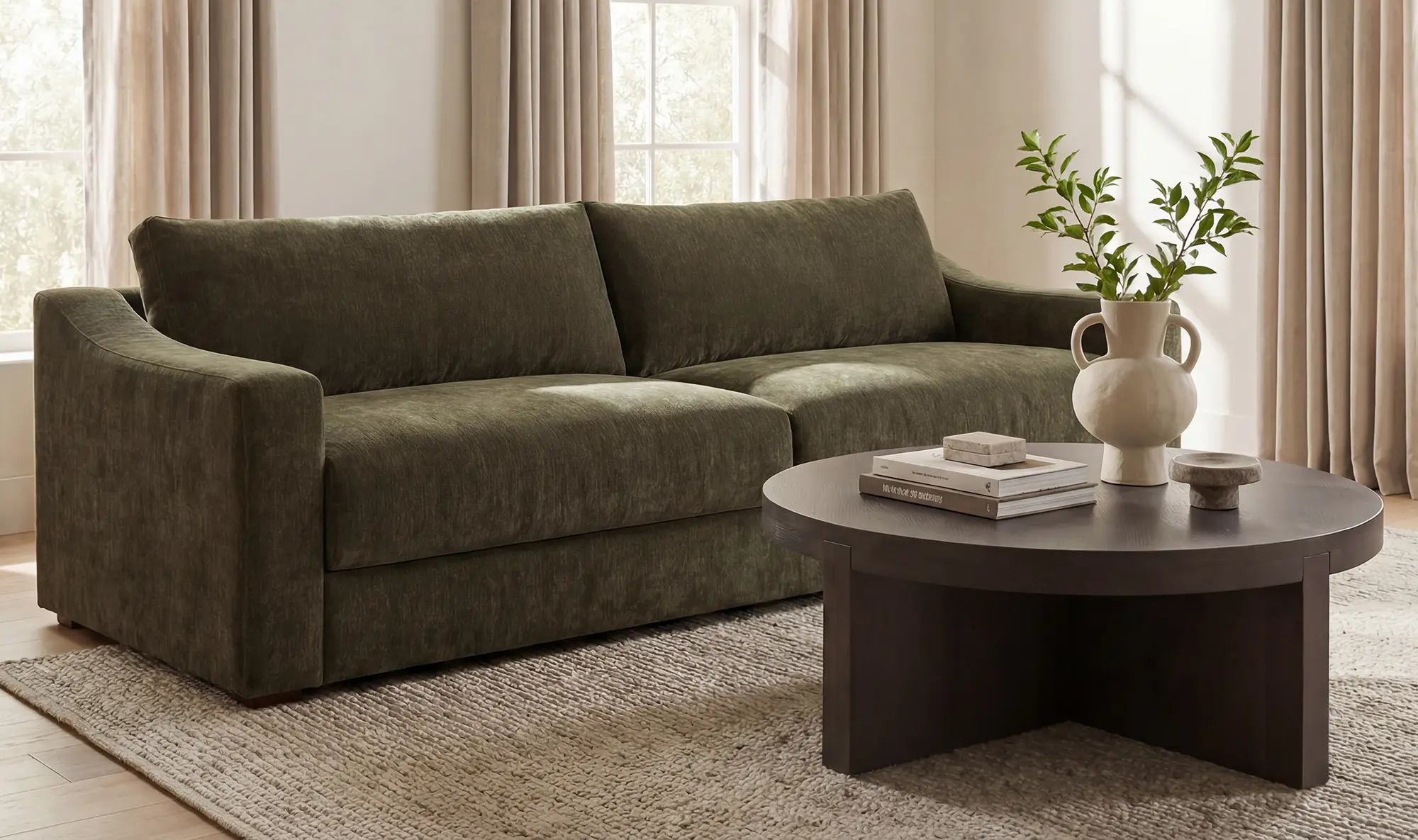 Farrow Dark Green Fabric Sofa