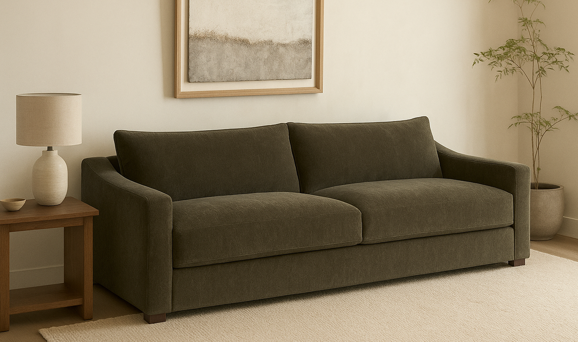 Farrow Dark Green Fabric Sofa - Image 3