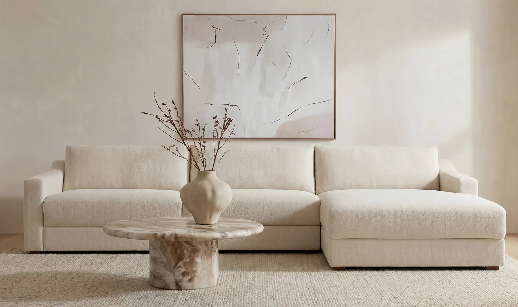 Farrow White Sectional Sofa With Chaise
