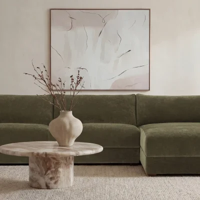 Farrow Dark Green Sectional Sofa With Chaise