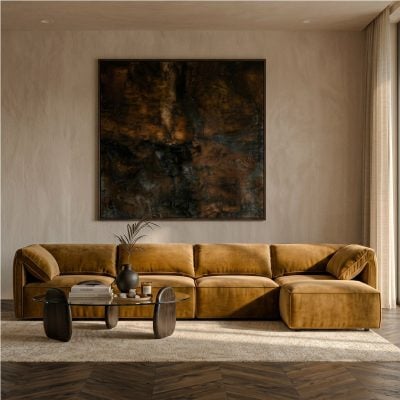 Gene Modern Luxury Ochre Fabric Modular Sofa