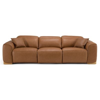 Alternative view of Hagerty Brown Genuine Leather Dual Power Recliner Sofa