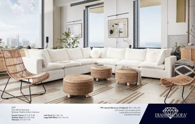 Ivy Modular White Soft Shearling Fabric Sofa