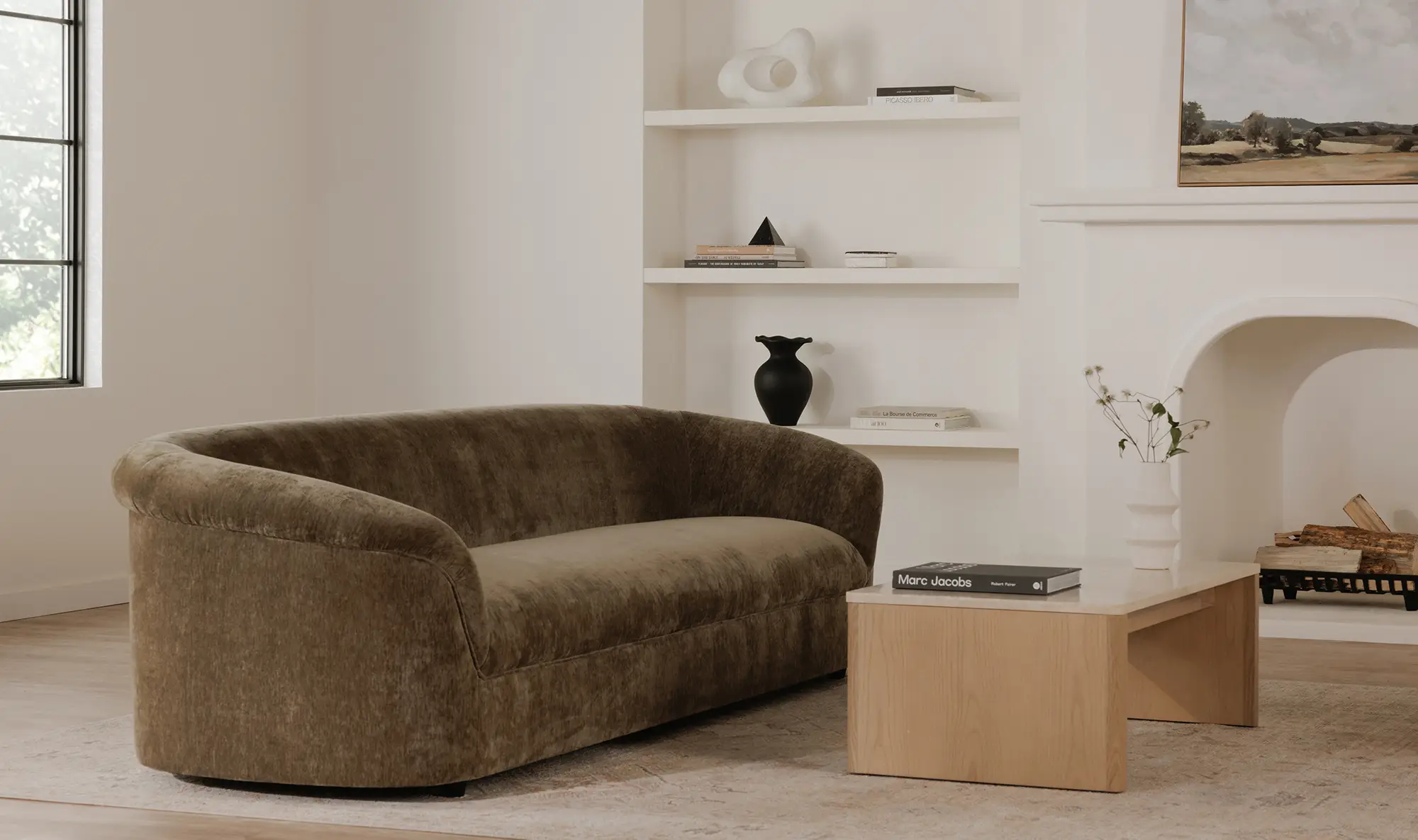 Thora Dark Green Rounded Sofa