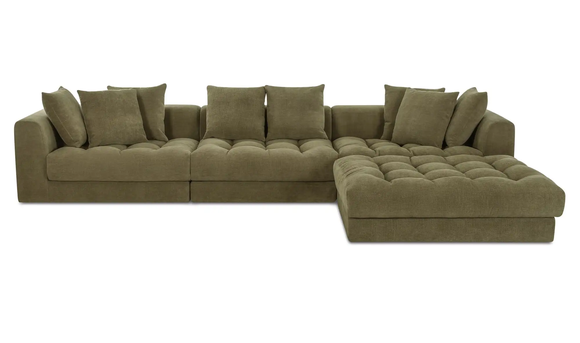 Davie Low Profile Tufted Olive Green Modular Sofa - Image 9