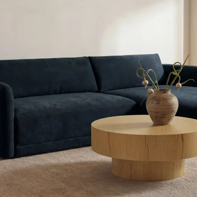 Emmy Dark Blue Sectional Sofa W chaise